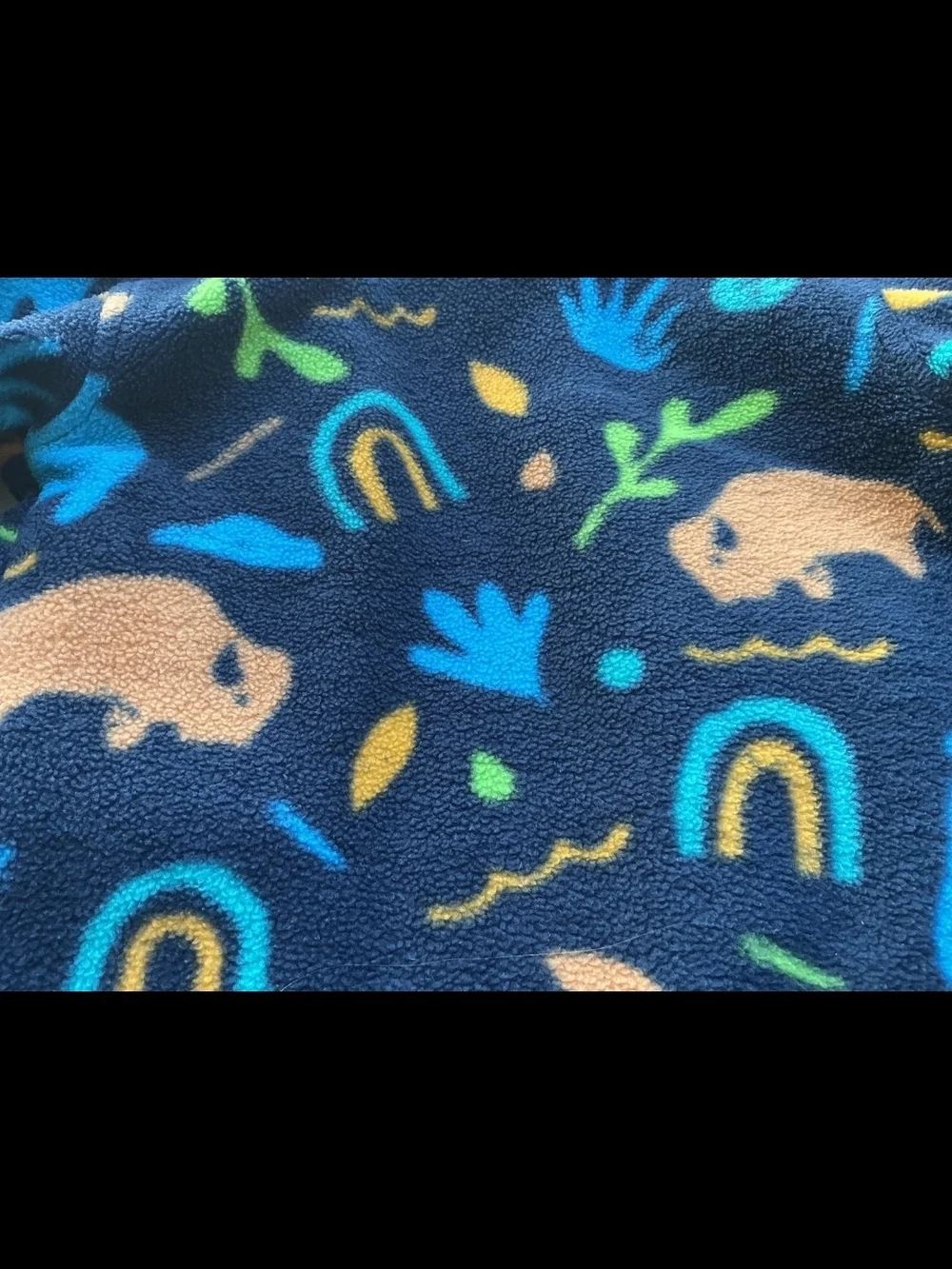 Columbia Navy Fleece Jacket with Blue, Tan & Green Animal Prints